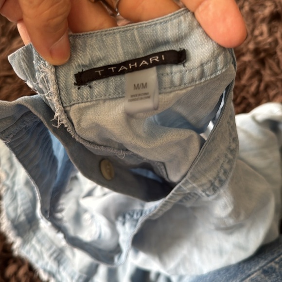 T Tahari denim raw edge denim tank top medium - Picture 3 of 10
